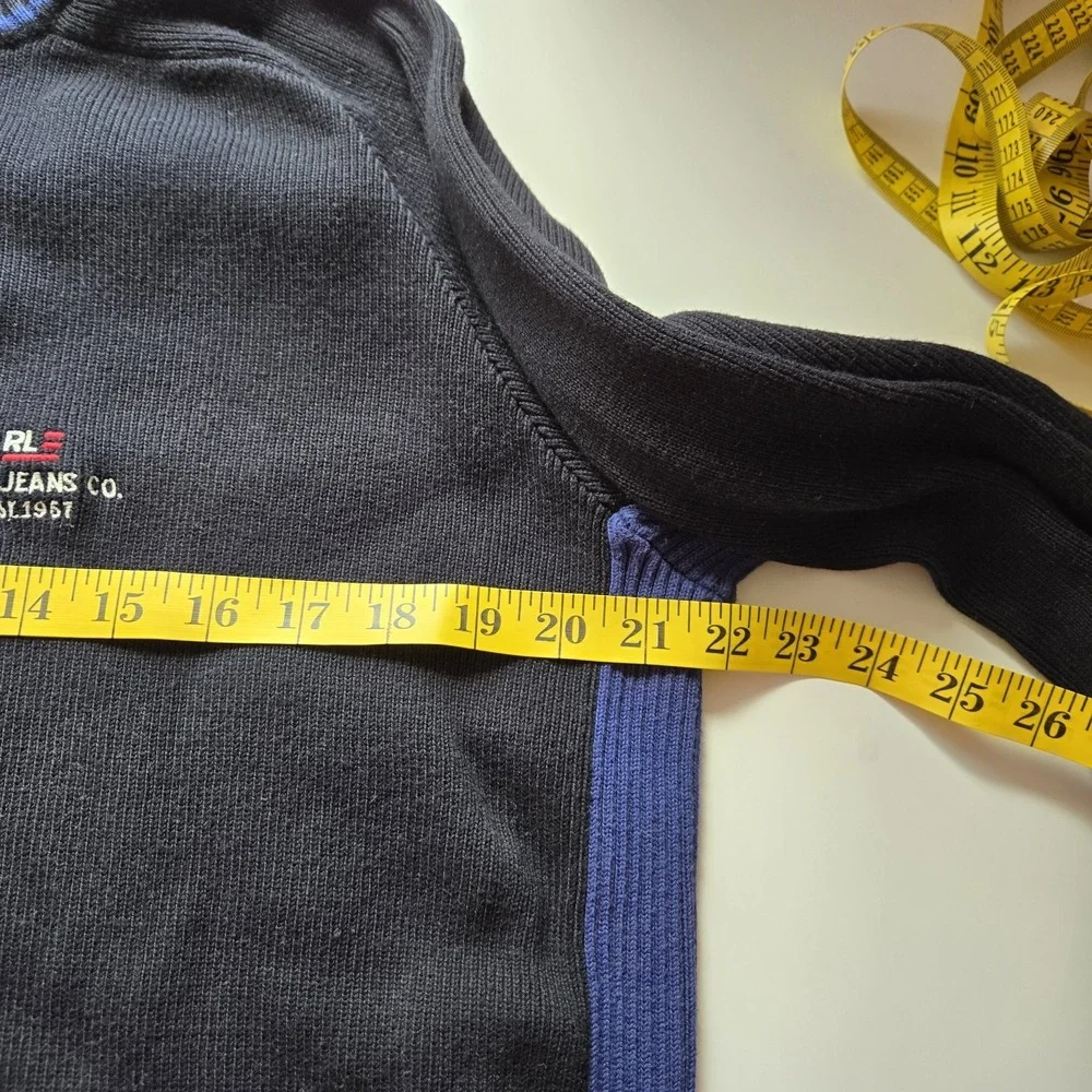 Polo Jeans Co Ralph Lauren Vintage Men's‎ Sweater Size L Black With Blue Stripe